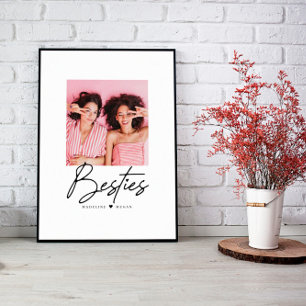 Póster Besties Script Photo Best Friends Heart