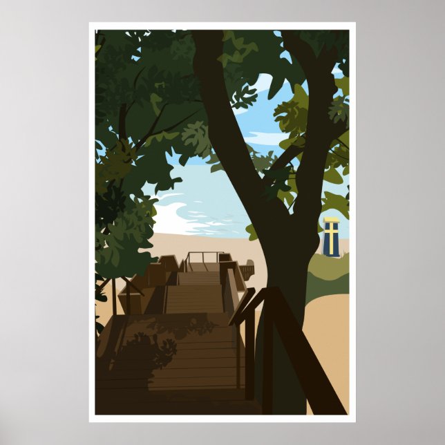 Póster Bethany Beach Stairs Poster, Poster de 24 "x36" (Frente)