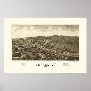 Póster Bethel, mapa panorámico del VT - 1886