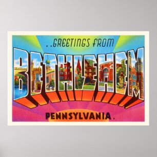 Póster Bethlehem Pennsylvania PA Vintage Travel Souvenir