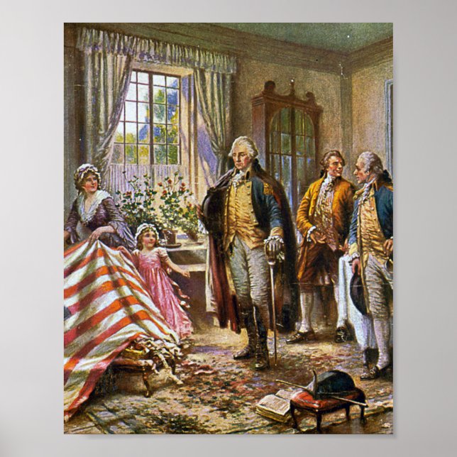 Póster Betsy Ross muestra la bandera estadounidense de Ge (Frente)