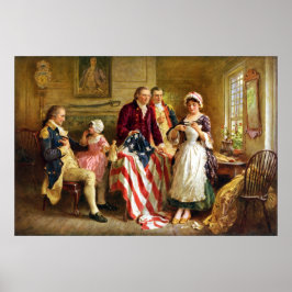 Póster Betsy Ross y el general George Washington
