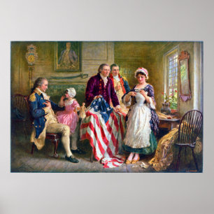 Póster Betsy Ross y las estrellas y rayas 1777