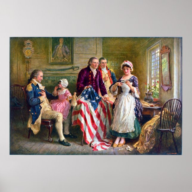 Póster Betsy Ross y las estrellas y rayas 1777 (Frente)