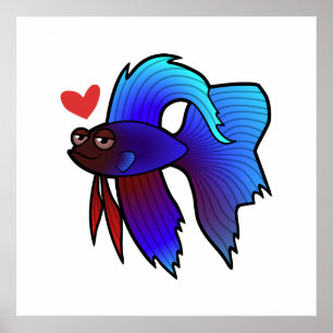 Póster Betta Fish / Siamés Fighting Fish Love