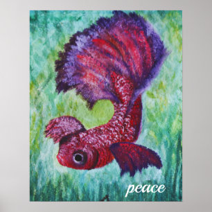 Póster Betta fish watercolor contemporany art