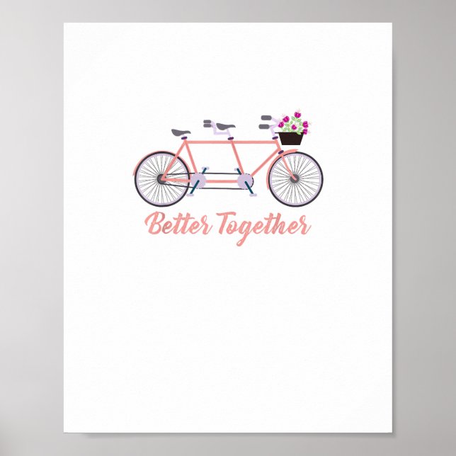 Póster Better Together Tandem Bicycle Together Modern Des (Frente)