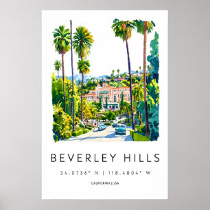 Póster Beverly Hills Acuarela 1