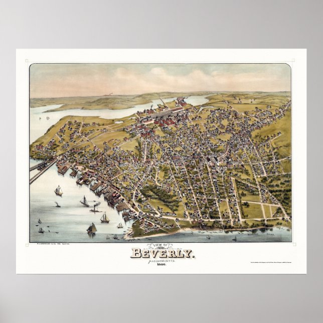 Póster Beverly, MAMÁES mapa panorámico - 1886 (Frente)