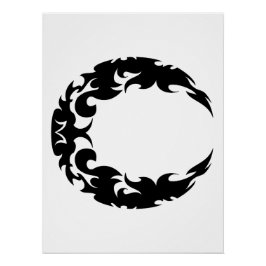 Póster Bewitando la silueta de luna de negro