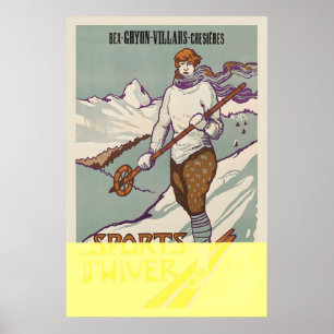 Póster Bex Gryon Villars Chesieres Les Deportes de Invier