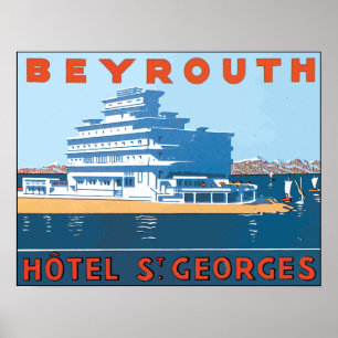 Póster Beyrouth Hotel St. Georges, Vintage