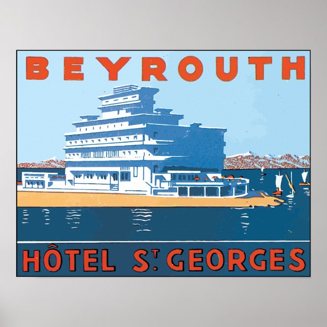 Póster Beyrouth Hotel St. Georges, Vintage (Frente)