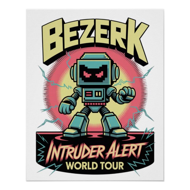 Póster Bezerk Intruder Alert World Tour Retro Arcade  (Anverso)