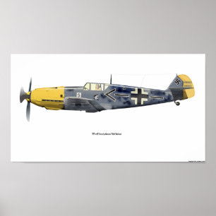 Póster BF-109E volado por GE. Galland, 1940