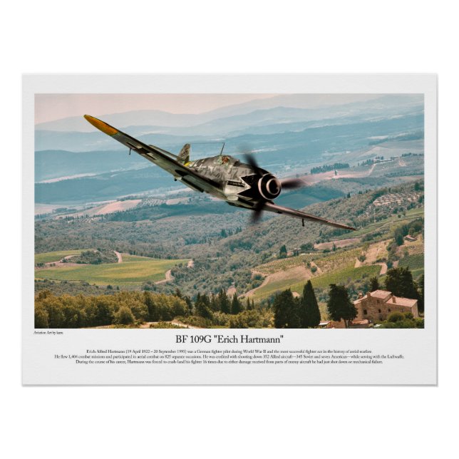 Póster BF 109G-6  "Erich Hartmann" (Anverso)