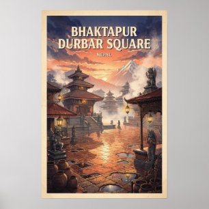 Póster Bhaktapur Durbar Square Nepal Viajes Antiguos
