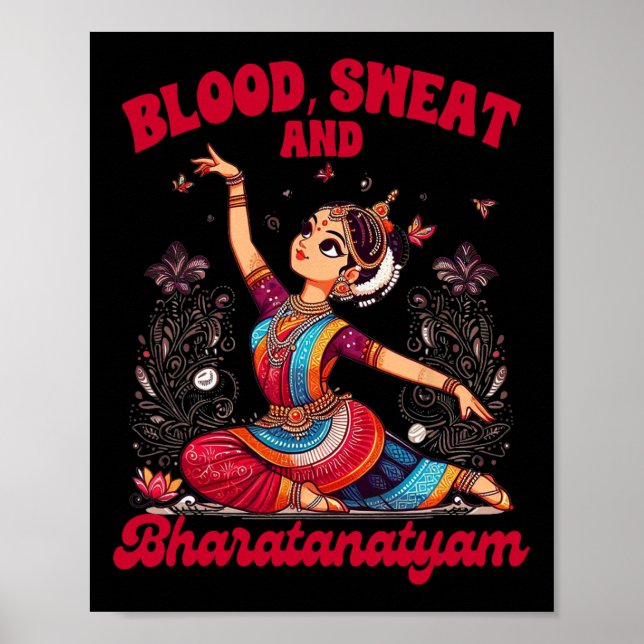Póster Bharatanatyam Baila Sangre India Un Sudor Y Bha (Frente)