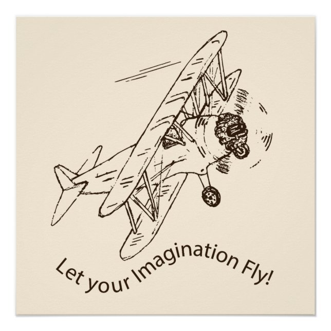 Póster Bi-planos Art Deco - deja volar tu imaginación. (Anverso)