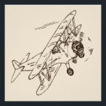 Póster Bi-planos Art Deco - esbozos esbozados sin texto.<br><div class="desc">Bioplano retro dibujado a mano sobre un fondo crema. Esta es una imagen transparente. Puede cambiar el tamaño y la posición de la imagen y el color de fondo,  y agregar su propio texto (¿tal vez agregar un nombre?). Este diseño coincide con la colección Art Deco Bi-planos.</div>