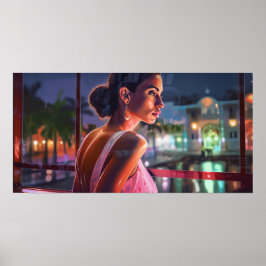 Póster Bianca esperando amigos en una cafetería