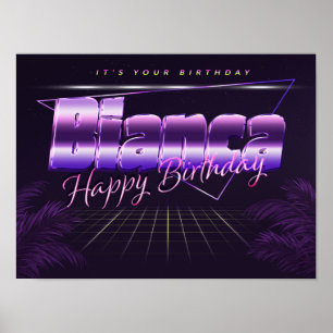 Póster Bianca Name Vorname lila retro Poster Geburtstag