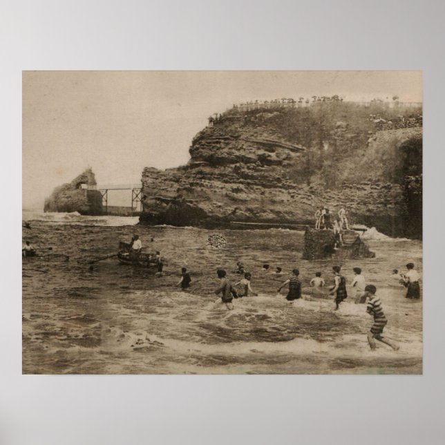 Póster BIARRITZ - Rocher de la Virge et Bains du port (Frente)