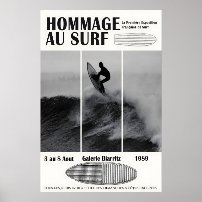Póster Biarritz Surfing Exhibition Poster 1989 Surf (Frente)