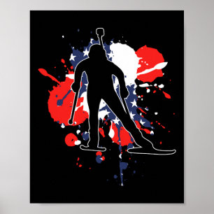 Póster Biatlón de Bandera de Estados Unidos - Biatlón Est