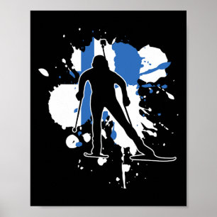Póster Biatlón de Bandera de Finlandia - Biatlón finlandé