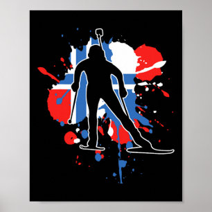 Póster Biatlón de Bandera de Noruega - Biatlón noruego 1