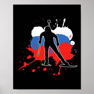Póster Biatlón de Bandera de Rusia - Biatlón ruso