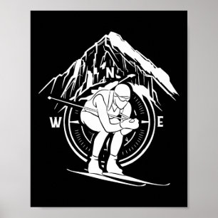 Póster Biatlón de esquí deportivo de invierno atleta de n