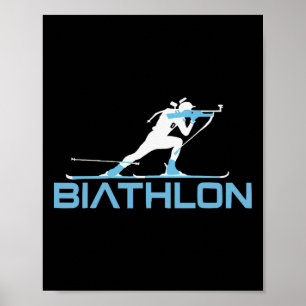 Póster Biatlón de invierno Deporte esquí Riffle Shooting 