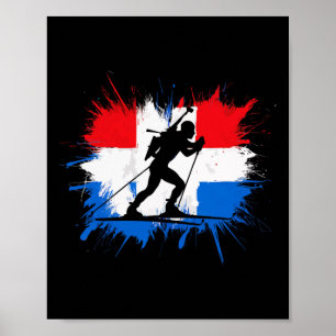 Póster Biatlón de invierno Deporte esquí Riffle Shooting 