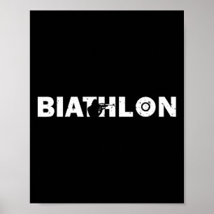 Póster Biatlón Divertido Biatleta Disparando Esquí Objeti