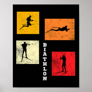 Póster Biatlón esquí a campo cruzado Biatleta Winter Spo