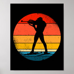 Póster Biatlón Retro Diseño Biatlón de Esquí a Través de