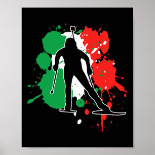 Póster Biatlonista de bandera italiana - Biatlón italiano