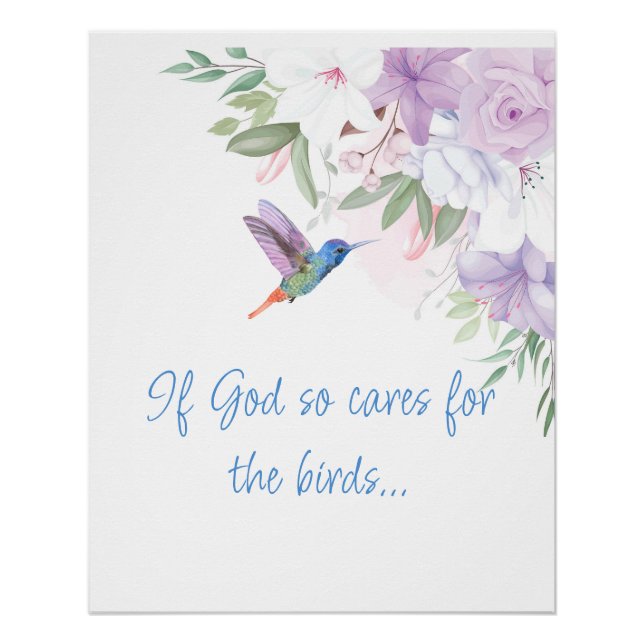 Póster Bible Inspired Quote   Flowers Hummingbird Bird (Anverso)