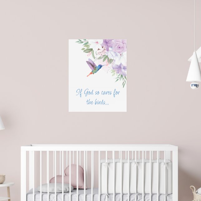 Póster Bible Inspired Quote   Flowers Hummingbird Bird (Guardería 2)