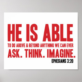 Póster Bible Poster Ephesians 3:20 He Is Able - Christian