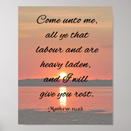 Póster Bible Verse, Mathew 11:28, Come unto me
