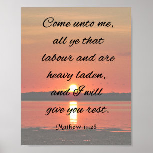 Póster Bible Verse, Mathew 11:28, Come unto me