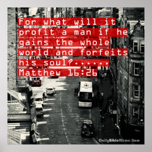 Póster Biblia contra Poster - Mateo 16:26