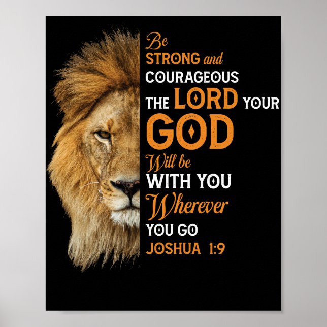 Póster Biblia cristiana contra Josué 1 9 Fe de León (Frente)