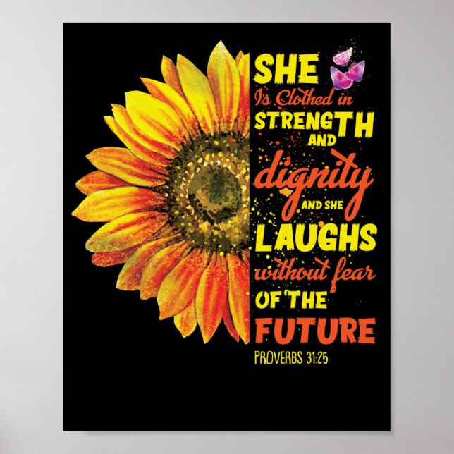 Póster Biblia cristiana Escritura de girasol Religiosa (Frente)