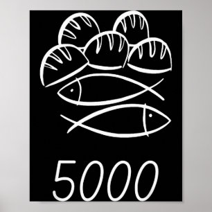 Póster Biblia cristiana Jesús 2 Peces 5 Panes Alimenta 50
