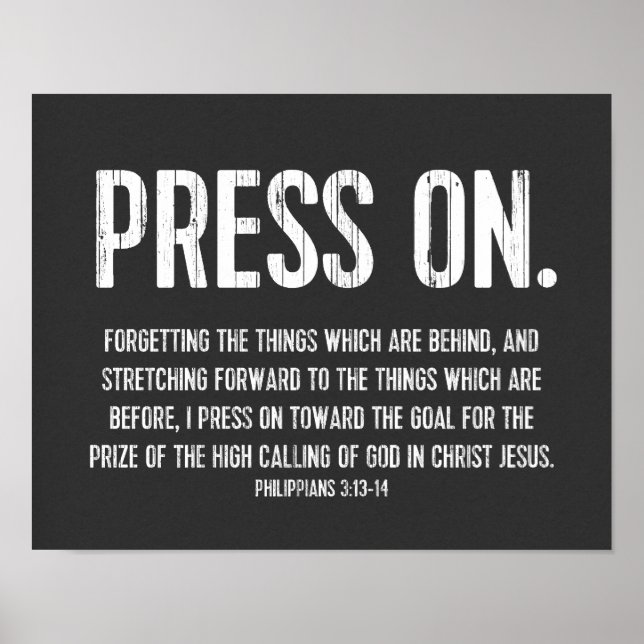 Póster Biblia cristiana Poster, filipinas 3:13-14 (Frente)