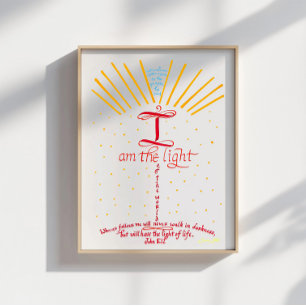 Póster Biblia cristiana Verse Jesús Juan 8 12